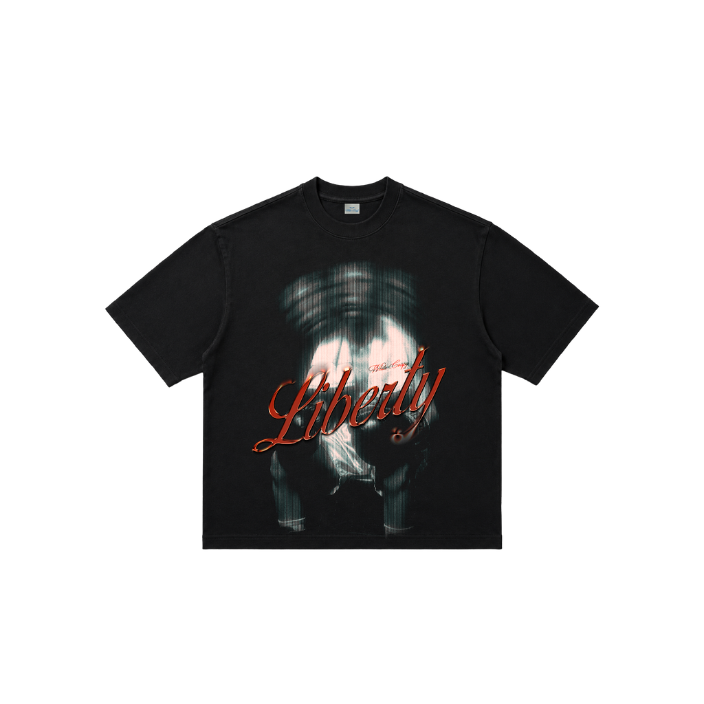 T SHIRT - LIBERTY — BLACK